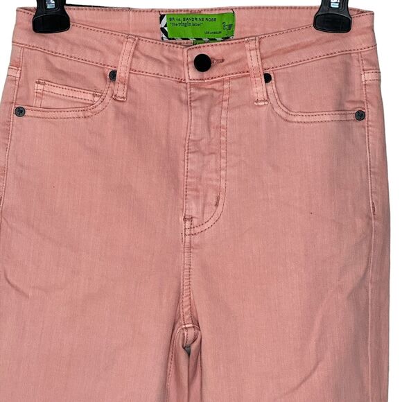 Sandrine Rose High Rise Flare Pull On Denim Jeans Stretch Pink 27 NWT Bohemian - Picture 4 of 9